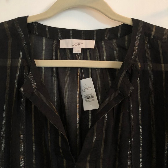 Loft Striped Tie Blouse NWT - Picture 2 of 4